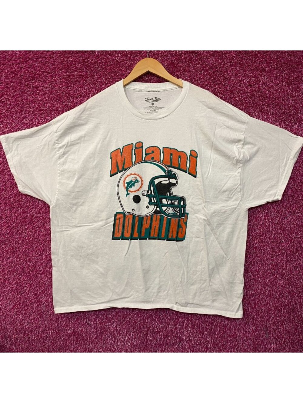 Junk Food Miami Dolphins Throwback Helmet Logo T- Shirt 2XL